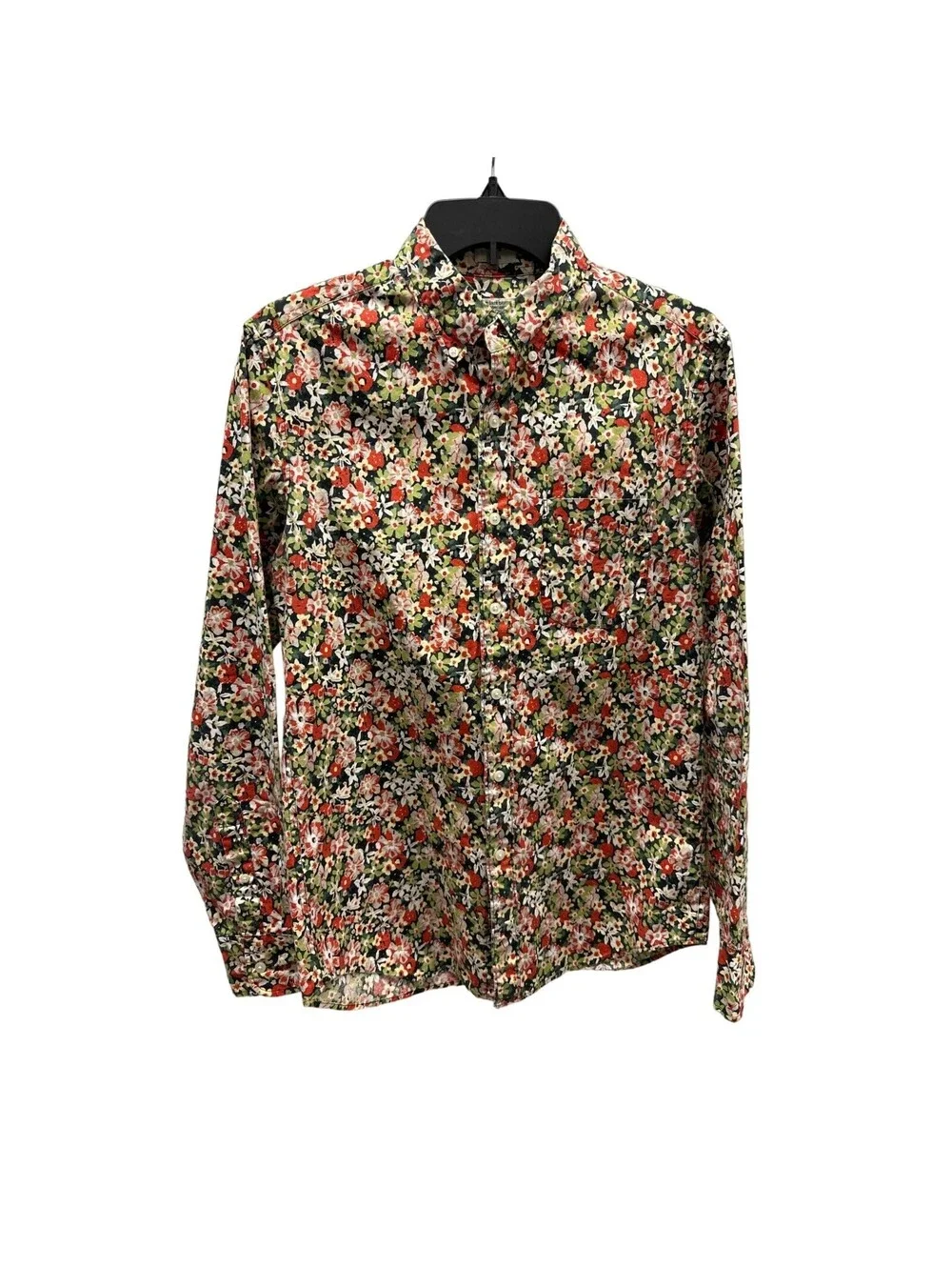 J. Crew Floral Organic Stretch Secret Wash Shirt Small